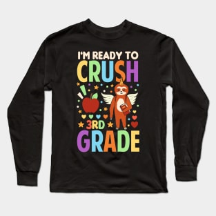 I'm Ready To Crush 3rd Grade Unicorn Sloth Back To School Long Sleeve T-Shirt